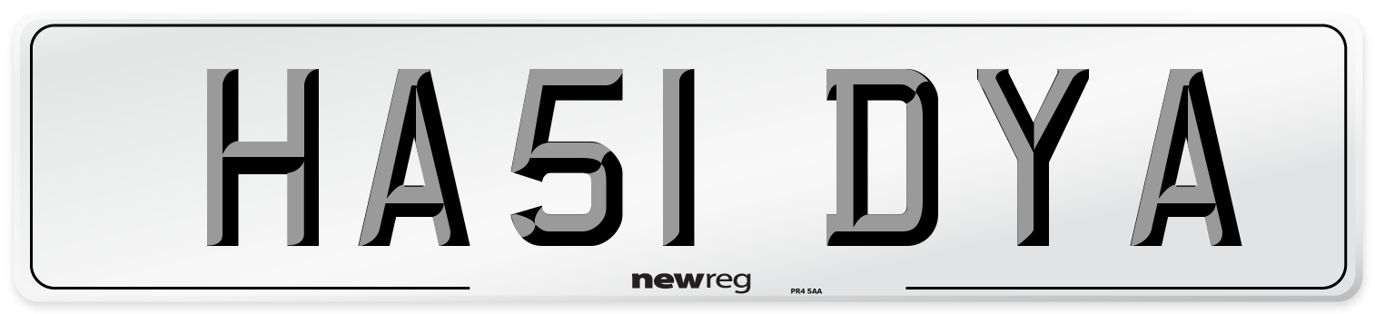 HA51 DYA Number Plate from New Reg